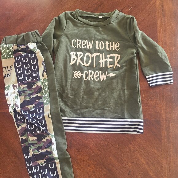 Baby Boy “Crew in the Brother” Pant Set – 9M, 2pc, Nwt - Picture 2 of 3